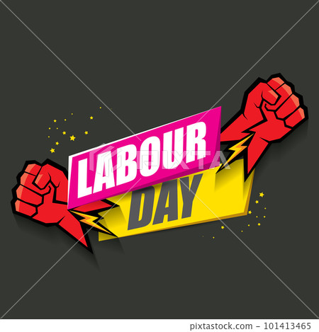 1 may Happy labour day vector label with strong protest fist in the air on grey background. vector happy labor day background or banner with man hand. workers may day poster 1 may Happy labour day vector label with strong protest fist in the air on grey background. vector happy labor day background or banner with man hand. workers may day poster 101413465