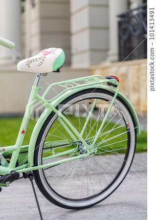 Bike seat, Bicycle woman saddle on street background Bike seat, Bicycle woman saddle on street background 101413491