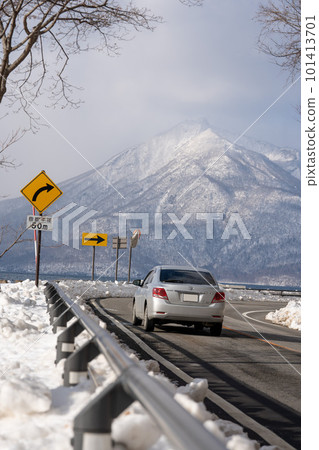 snowy road in winter snowy road in winter 101413701