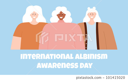 Portrait of an albino women. Vector illustration of women with albinism. International Albinism Awareness Day. Albinism. Genetic rare disorder. 101415020