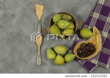 Fresh figs with ingredients on the table. Fresh figs with ingredients on the table. 101415381