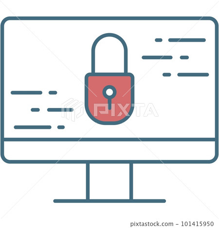 Computer monitor screen and lock icon vector Computer monitor screen and lock icon vector 101415950