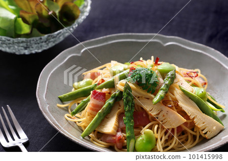 日式春季蔬菜意大利面、國產蘆筍培根意大利面、竹筍意大利面 101415998
