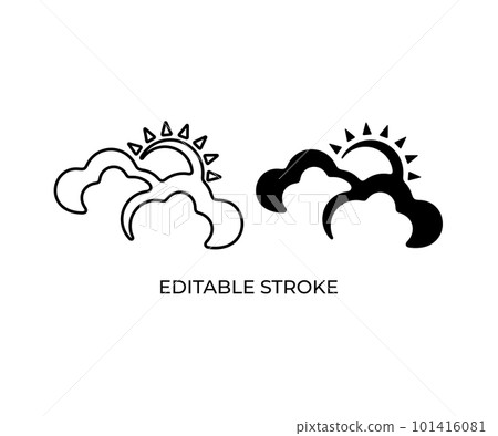 Weather, sky, mainly cloudy, clouds and sun, editable stroke, silhouette and linear design. Meteorology, precipitation, rain, sunny, sunrise and sunset, vector design and illustration Weather, sky, mainly cloudy, clouds and sun, editable stroke, silhouette and linear design. Meteorology, precipitation, rain, sunny, sunrise and sunset, vector design and illustration 101416081