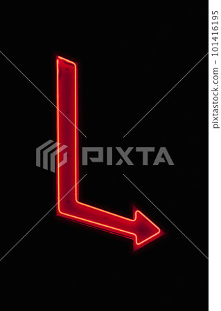 Red neon arrow turning right 101416195