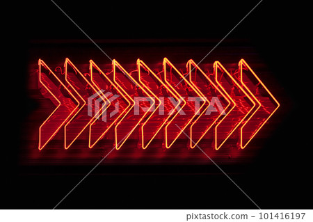 Red arrows pointing right - Neon light Red arrows pointing right - Neon light 101416197
