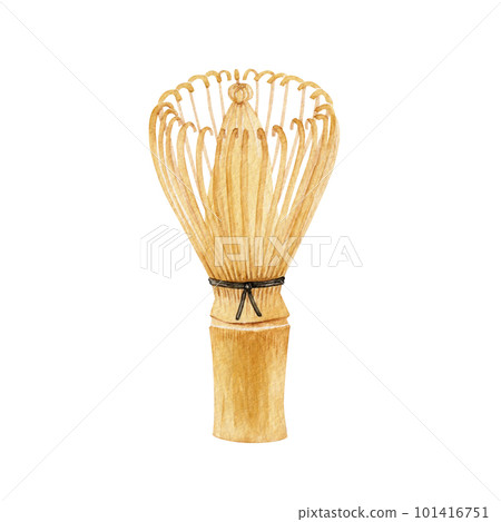 茶道用具茶拂水彩插圖 茶道用具茶拂水彩插圖 101416751