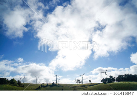A refreshing view of the wind turbines that line the Atherton Tablelands A refreshing view of the wind turbines that line the Atherton Tablelands 101416847