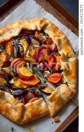 Roasted vegetable galette. Roasted vegetable galette. 101417675