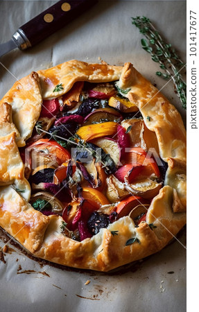 Roasted vegetable galette. Roasted vegetable galette. 101417677