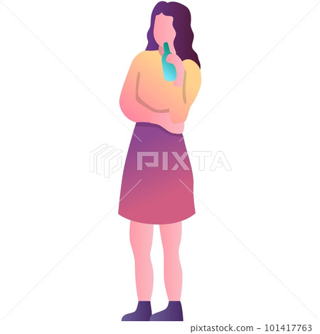 Woman holding drink bottle vector icon isolated 101417763