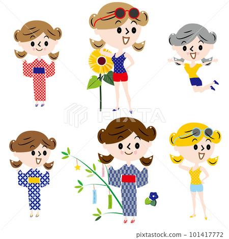 Illustration set of summer women Illustration set of summer women 101417772