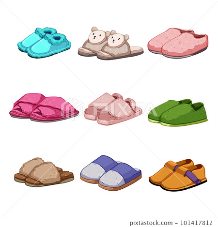 kid slippers set cartoon vector illustration kid slippers set cartoon vector illustration 101417812
