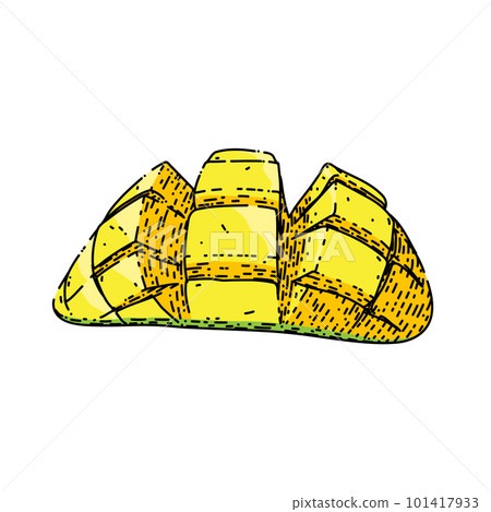 mango cubes cut sketch hand drawn vector 101417933