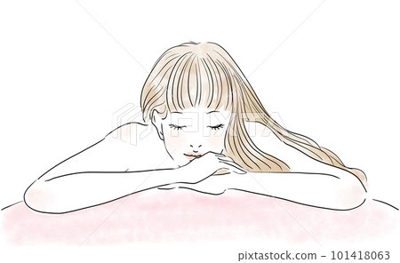 在按摩床上接受治療的長發婦女 101418063