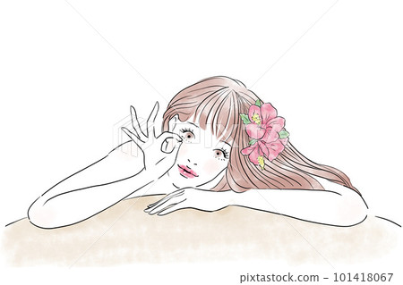 在按摩床上接受治療的長發婦女 101418067