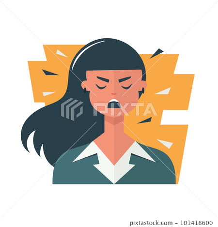 Angry woman face. Vector flat character, negative emotions concept. Angry woman face. Vector flat character, negative emotions concept. 101418600
