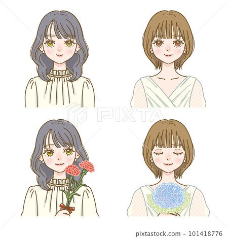 A woman's face with flowers A woman's face with flowers 101418776