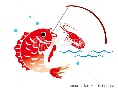 Fishing sea bream with shrimp illustration proverb 101419130