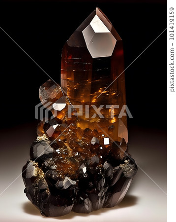 Smoky quartz spessartine brown crystal. 101419159