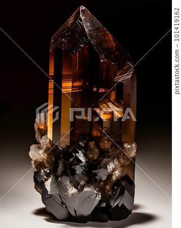 Smoky quartz spessartine brown crystal. 101419162