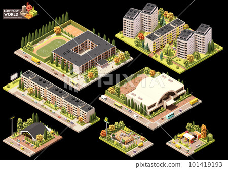 Vector isometric city map blocks 101419193