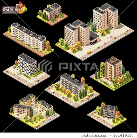 Vector isometric city map blocks 101419195