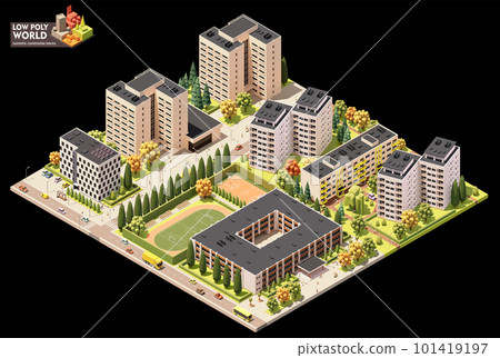 Vector isometric city residential area map 101419197