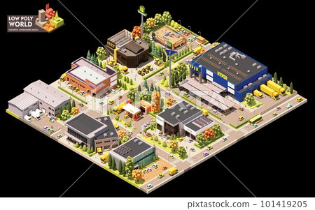 Vector isometric city commercial area map Vector isometric city commercial area map 101419205