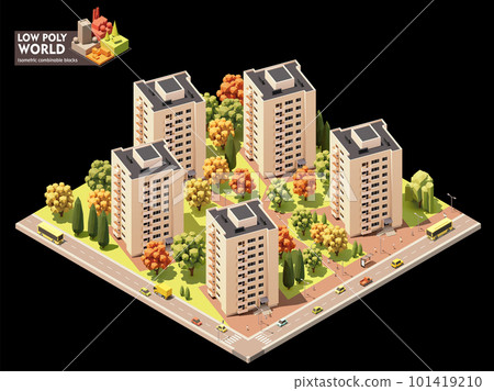 Vector isometric city residential area map 101419210
