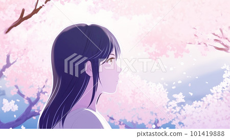 女人 櫻花盛開的季節 101419888