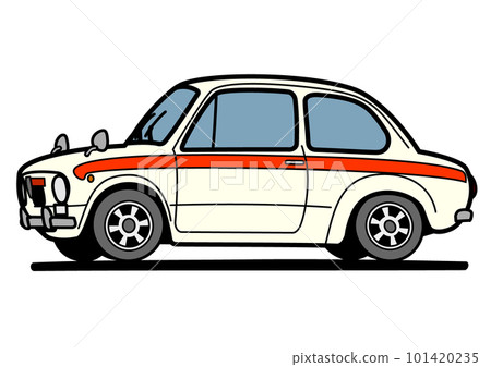 Historic Italian compact sports white car illustration 101420235