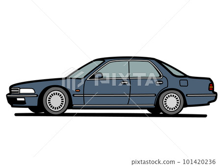 Nostalgic domestic sedan gray car illustration 101420236