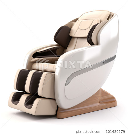 3D electric massage chair illustration isolated on white background. It is a chair designed for therapeutic massages using techniques and technologies to aid in relaxation and alleviate pain,  101420279