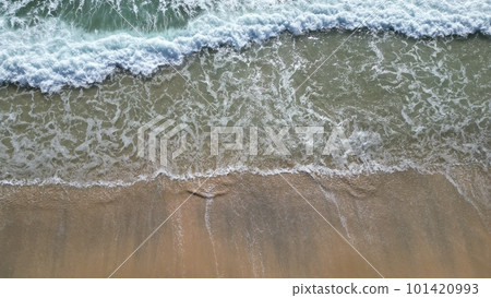 Sandy beach with waves (drone shot) Sandy beach with waves (drone shot) 101420993