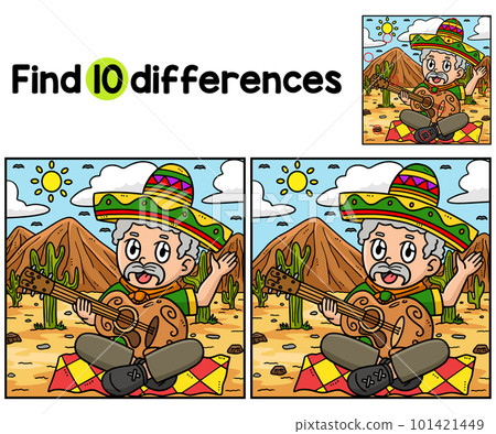 Cinco de Mayo Man with Guitar Find The Differences Cinco de Mayo Man with Guitar Find The Differences 101421449