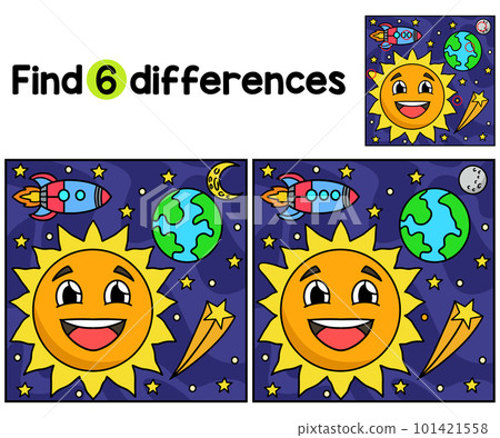 Happy Sun in Space Find The Differences 101421558