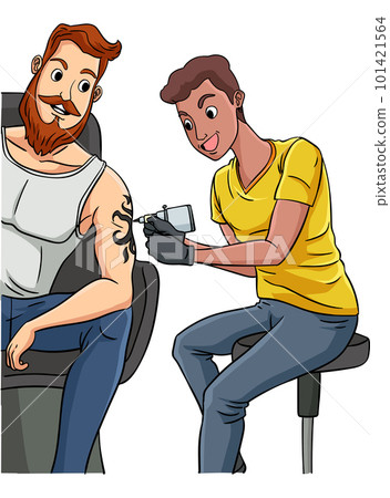 Tattoo Artist Cartoon Colored Clipart Illustration 101421564