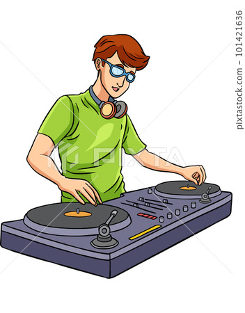 Disk Jockey Cartoon Colored Clipart Illustration Disk Jockey Cartoon Colored Clipart Illustration 101421636