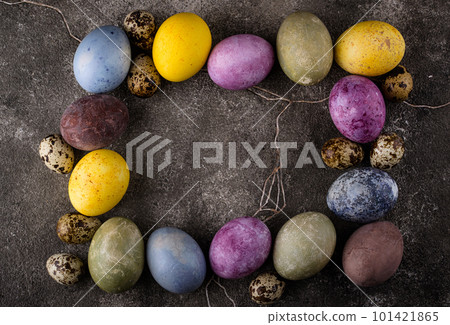 Easter eggs painted with natural dye Easter eggs painted with natural dye 101421865