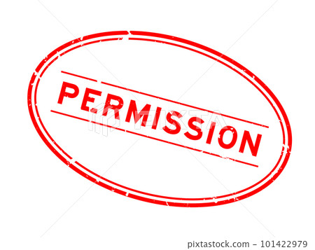 Grunge red permission word oval rubber seal stamp on white background 101422979