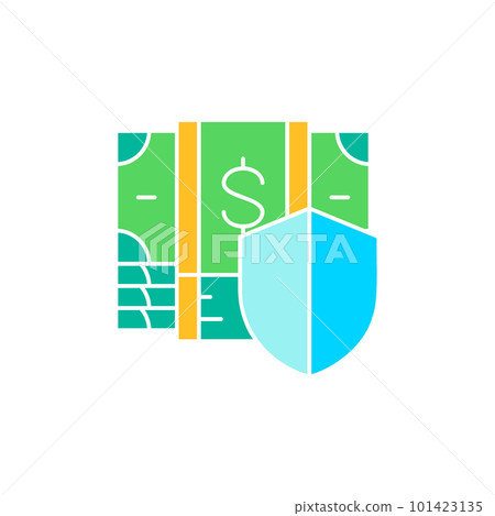 Shield with pile of money banknotes, money safety, insurance, protection money white outline icon. Cash payment, paper bill, dollar symbol design. Shield with pile of money banknotes, money safety, insurance, protection money white outline icon. Cash payment, paper bill, dollar symbol design. 101423135