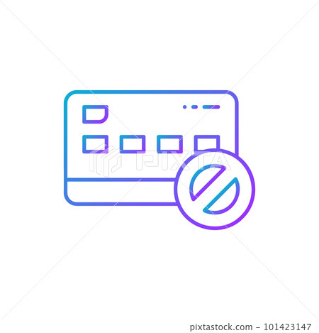 No credit card payment, payment only in cash, bank deposit ban gradient lineal icon. Shopping, online banking, finance symbol design. 101423147