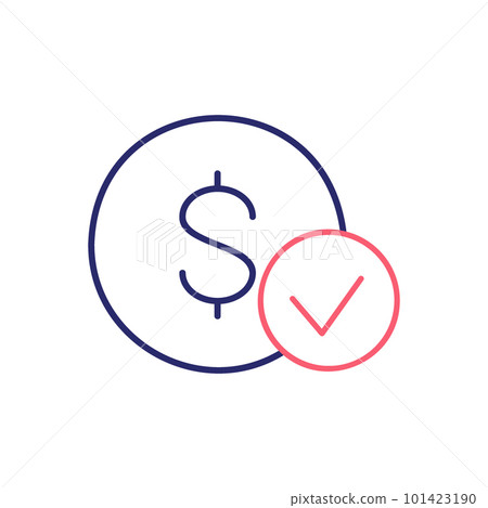 Coin with check mark, best choice, quality... - Stock Illustration