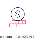 Coin pile, money currency outline color icon. Finance, payment, invest finance symbol design. 101423191