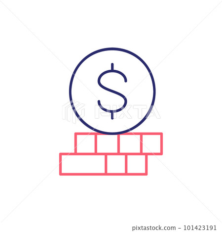 Coin pile, money currency outline color icon. Finance, payment, invest finance symbol design. 101423191