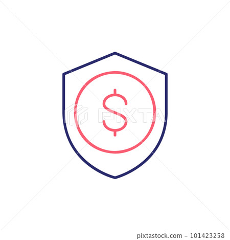 Protection money, shield with coin, money safety , insurance outline color icon. Finance, payment, invest finance symbol design. Protection money, shield with coin, money safety , insurance outline color icon. Finance, payment, invest finance symbol design. 101423258