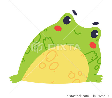 Cute Fat Green Frog or Toad Character Stretching Vector Illustration 101423405