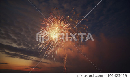 Fireworks AI image that draws a beautiful parabola in orange color 101423419