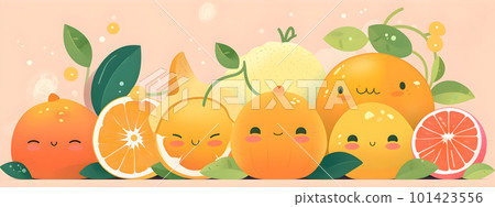 Citrus fruits cute laughing cartoon characters Citrus fruits cute laughing cartoon characters 101423556